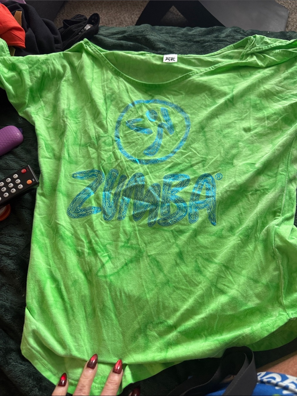 Zumba Fitness Lime Green Tee with Blue Logo